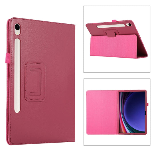 For Samsung Galaxy Tab S9 Litchi Texture Leather Tablet Case with Holder(Rose Red) - Other Galaxy Tab PC by buy2fix | Online Shopping UK | buy2fix