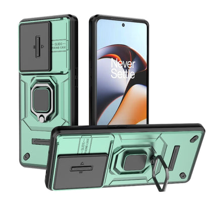 For OnePlus 11R 5G Sliding Camshield TPU + PC Shockproof Phone Case with Holder(Green) - OnePlus Cases by buy2fix | Online Shopping UK | buy2fix