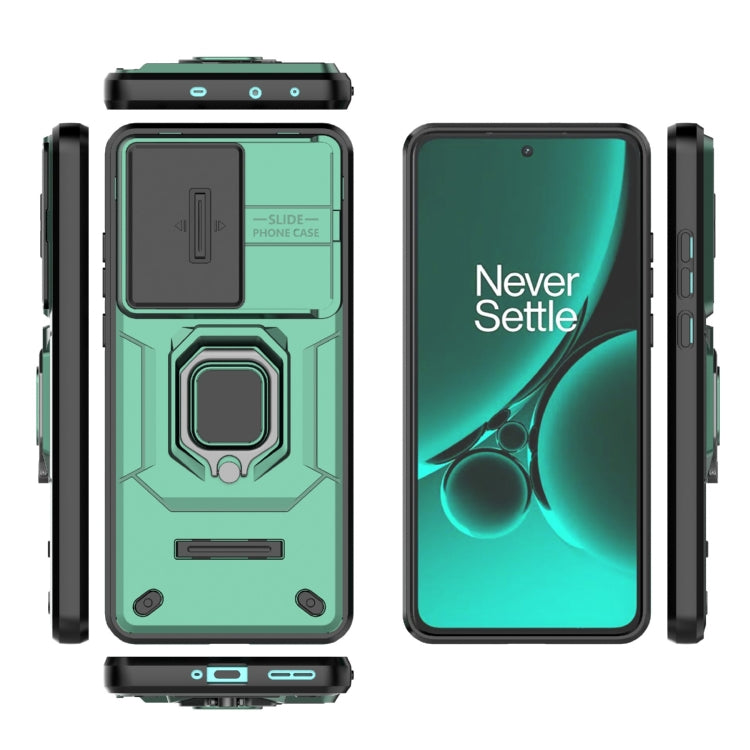 For OnePlus Nord CE3 5G Sliding Camshield TPU + PC Shockproof Phone Case with Holder(Green) - OnePlus Cases by buy2fix | Online Shopping UK | buy2fix