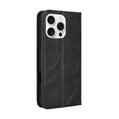 For iPhone 16 Pro Magnetic Buckle Retro Texture Leather Phone Case(Black) - iPhone 16 Pro Cases by buy2fix | Online Shopping UK | buy2fix