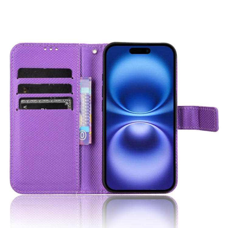 For iPhone 16 Plus Diamond Texture Leather Phone Case(Purple) - iPhone 16 Plus Cases by buy2fix | Online Shopping UK | buy2fix