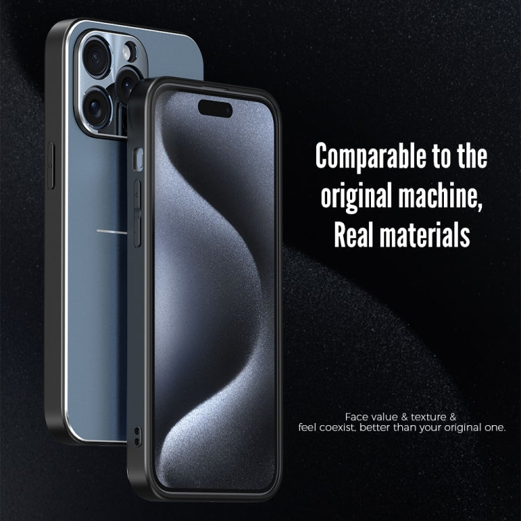 For iPhone 15 Pro R-JUST RJ52 3-Line Style Metal TPU Shockproof Phone Case(Blue) - iPhone 15 Pro Cases by R-JUST | Online Shopping UK | buy2fix