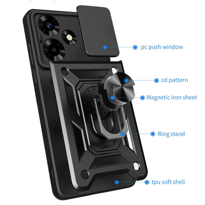 For Infinix Hot 30 Sliding Camera Cover Design TPU+PC Phone Case(Black) - Infinix Cases by buy2fix | Online Shopping UK | buy2fix