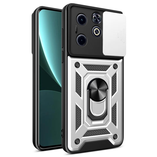 For Infinix Hot 40i / Smart 8 Sliding Camera Cover Design TPU+PC Phone Case(Silver) - Infinix Cases by buy2fix | Online Shopping UK | buy2fix