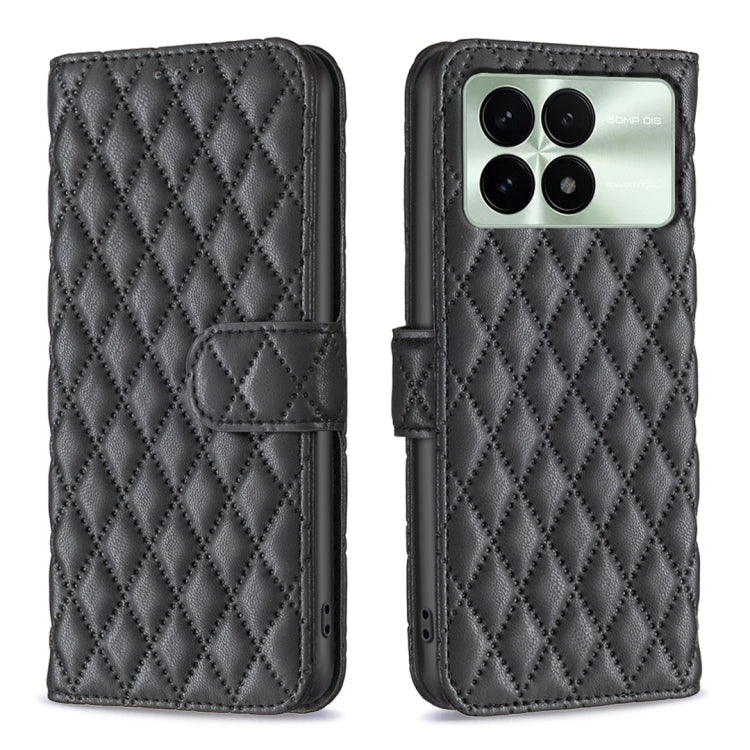 For Xiaomi Redmi K70 / K70 Pro Diamond Lattice Wallet Leather Flip Phone Case(Black) - K70 Pro Cases by buy2fix | Online Shopping UK | buy2fix