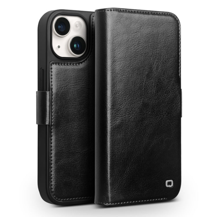 For iPhone 15 Plus QIALINO Classic 103 Buckle Genuine Leather Phone Case(Black) - iPhone 15 Plus Cases by QIALINO | Online Shopping UK | buy2fix