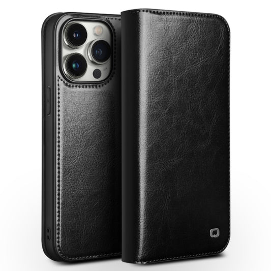 For iPhone 15 Pro QIALINO Classic Genuine Leather Phone Case(Black) - iPhone 15 Pro Cases by QIALINO | Online Shopping UK | buy2fix