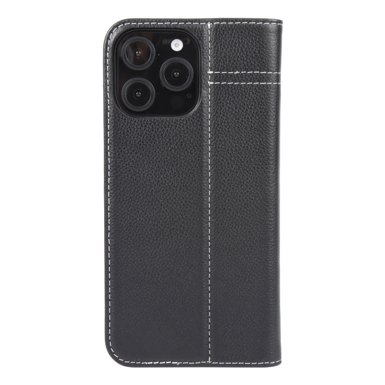 For iPhone 16 Pro GEBEI Top-grain Horizontal Flip Leather Phone Case(Black) - iPhone 16 Pro Cases by GEBEI | Online Shopping UK | buy2fix