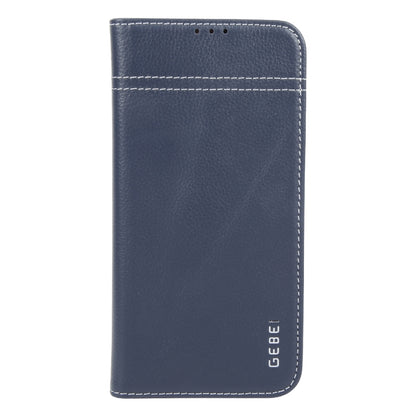 For iPhone 16 Pro Max GEBEI Top-grain Horizontal Flip Leather Phone Case(Blue) - iPhone 16 Pro Max Cases by GEBEI | Online Shopping UK | buy2fix