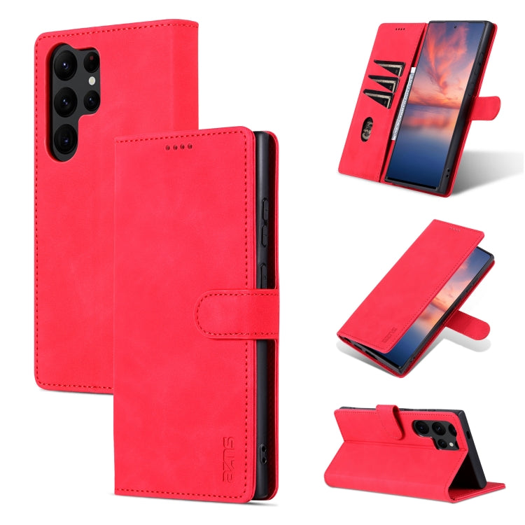 For Samsung Galaxy S24 Ultra 5G AZNS Skin Feel Calf Texture Flip Leather Phone Case(Red) - Galaxy S24 Ultra 5G Cases by AZNS | Online Shopping UK | buy2fix