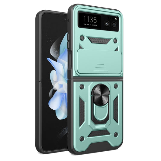 For Motorola Razr 40 Armor Ring Holder TPU Hybrid PC Phone Case(Mint Green) - Motorola Cases by buy2fix | Online Shopping UK | buy2fix