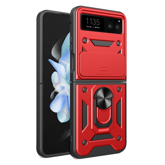 For Motorola Razr 40 Armor Ring Holder TPU Hybrid PC Phone Case(Red) - Motorola Cases by buy2fix | Online Shopping UK | buy2fix