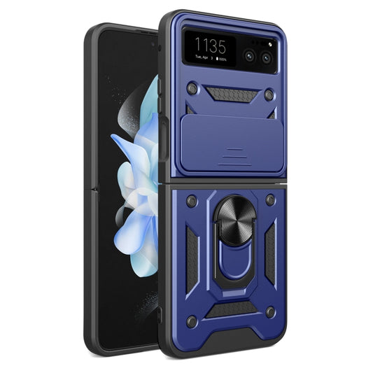 For Motorola Razr 40 Armor Ring Holder TPU Hybrid PC Phone Case(Blue) - Motorola Cases by buy2fix | Online Shopping UK | buy2fix