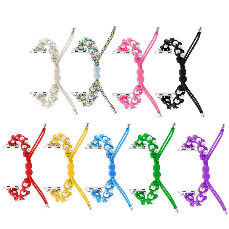 For Apple Watch Ultra 49mm Paracord Gypsophila Beads Drawstring Braided Watch Band(Rainbow) - Watch Bands by buy2fix | Online Shopping UK | buy2fix