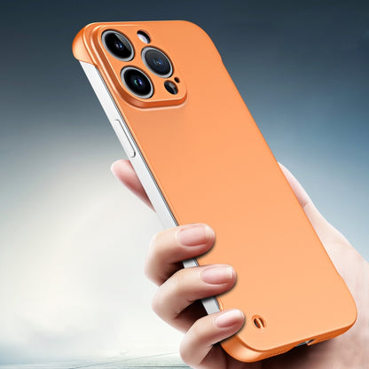 For iPhone 13 Pro Max Frameless Metallic Paint Hybrid PC Phone Case(Orange) - iPhone 13 Pro Max Cases by buy2fix | Online Shopping UK | buy2fix