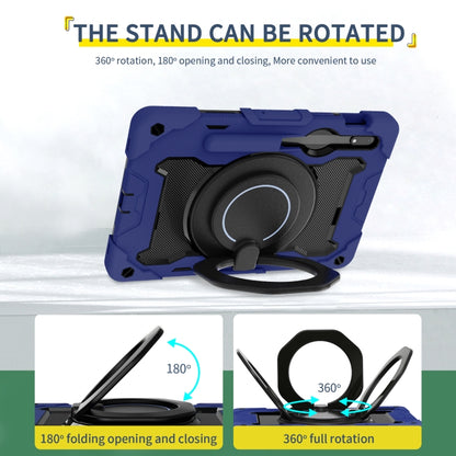 For Samsung Galaxy Tab S9 Armor Portable Rotating Ring Holder Silicone Tablet Case(Navy Blue) - Galaxy Tab S9 Cases by buy2fix | Online Shopping UK | buy2fix