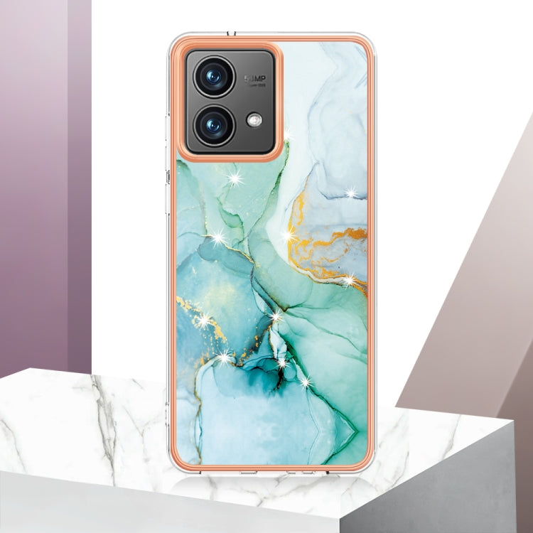 For Motorola Moto G84 Electroplating Marble Dual-side IMD Phone Case(Green 003) - Motorola Cases by buy2fix | Online Shopping UK | buy2fix