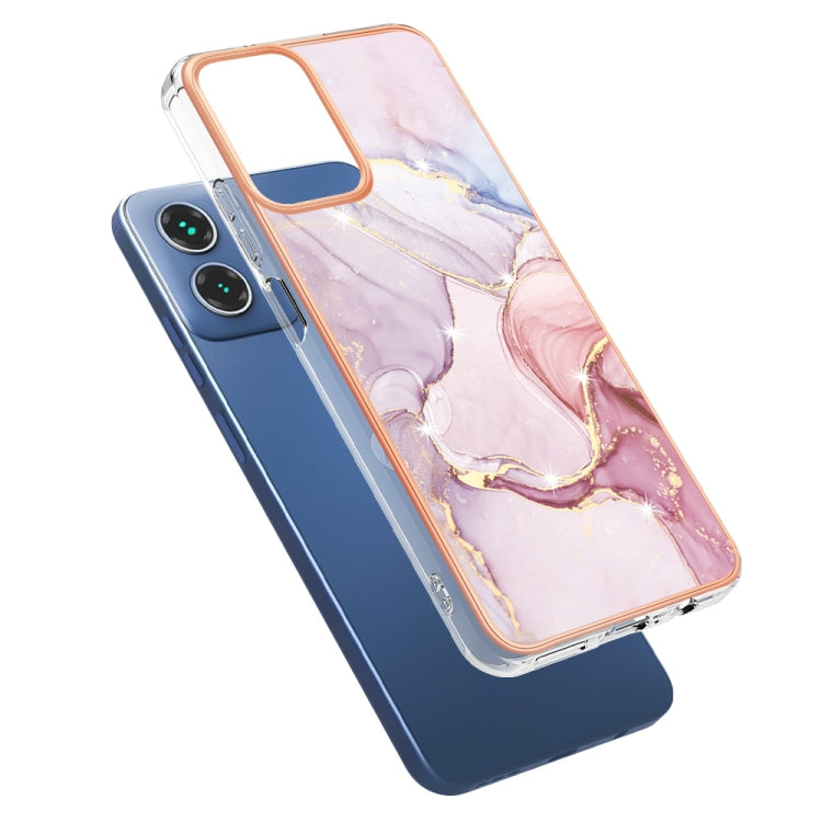 For Motorola Moto G34 Electroplating Marble Dual-side IMD Phone Case(Rose Gold 005) - Motorola Cases by buy2fix | Online Shopping UK | buy2fix