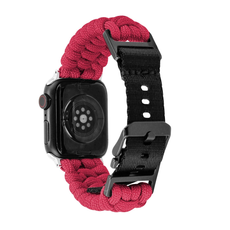 For Apple Watch Ultra 49mm Paracord Plain Braided Webbing Buckle Watch Band(Red) - Watch Bands by buy2fix | Online Shopping UK | buy2fix