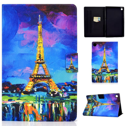 For Samsung Galaxy Tab A9+ Electric Pressed Colored Drawing Leather Tablet Case with Sleep / Wake-up Function(Eiffel Tower) - Galaxy Tab A9+ by buy2fix | Online Shopping UK | buy2fix