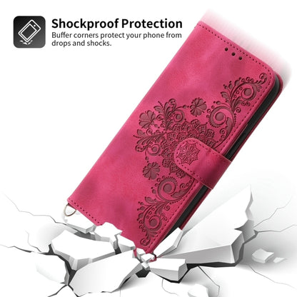 For iPhone SE 2024 Skin-feel Flowers Embossed Wallet Leather Phone Case(Wine Red) - More iPhone Cases by buy2fix | Online Shopping UK | buy2fix