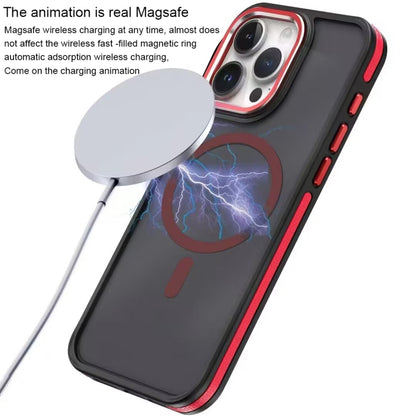 For iPhone 11 Pro Max Two-color Frosted MagSafe Magnetic Phone Case(Blue) - iPhone 11 Pro Max Cases by buy2fix | Online Shopping UK | buy2fix