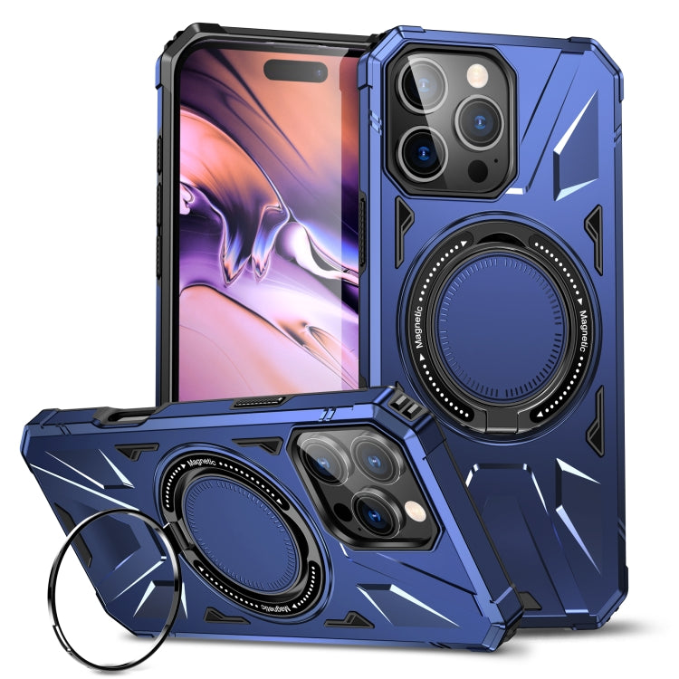 For iPhone 16 Pro MagSafe Magnetic Shockproof Phone Case with Ring Holder(Navy Blue) - iPhone 16 Pro Cases by buy2fix | Online Shopping UK | buy2fix