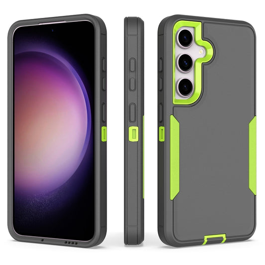 For Samsung Galaxy S25+ / S24+ 5G Magnetic 2 in 1 PC Hybrid TPU Phone Case(Gray+Fluorescent Green) - Galaxy S24+ 5G Cases by buy2fix | Online Shopping UK | buy2fix