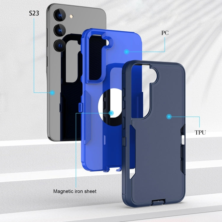 For Samsung Galaxy S25 / S24 5G Magnetic 2 in 1 PC Hybrid TPU Phone Case(Royal Blue+Dark Blue) - Galaxy S24 5G Cases by buy2fix | Online Shopping UK | buy2fix