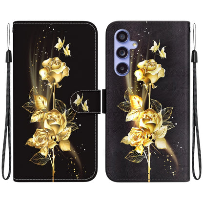 For Samsung Galaxy S23 FE 5G Crystal Texture Colored Drawing Leather Phone Case(Gold Butterfly Rose) - Galaxy S23 FE 5G Cases by buy2fix | Online Shopping UK | buy2fix