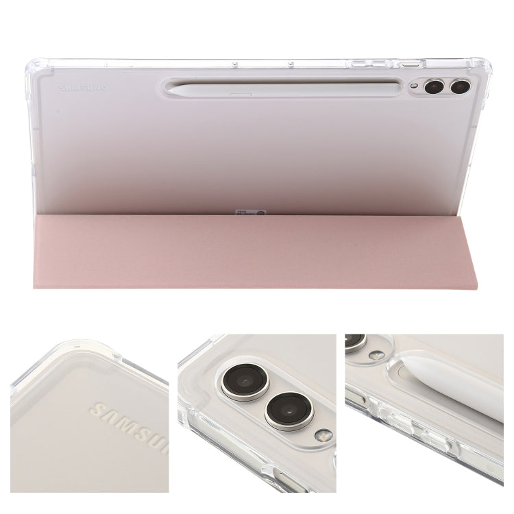 For Samsung Galaxy Tab S9 3-Fold Clear Acrylic Leather Tablet Case(Pink) - Galaxy Tab S9 Cases by buy2fix | Online Shopping UK | buy2fix