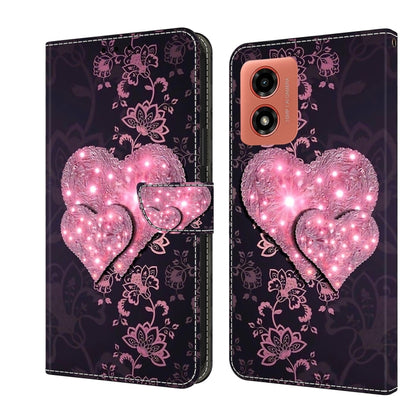 For Motorola Moto G Play 2024 Crystal 3D Shockproof Protective Leather Phone Case(Lace Love) - Motorola Cases by buy2fix | Online Shopping UK | buy2fix