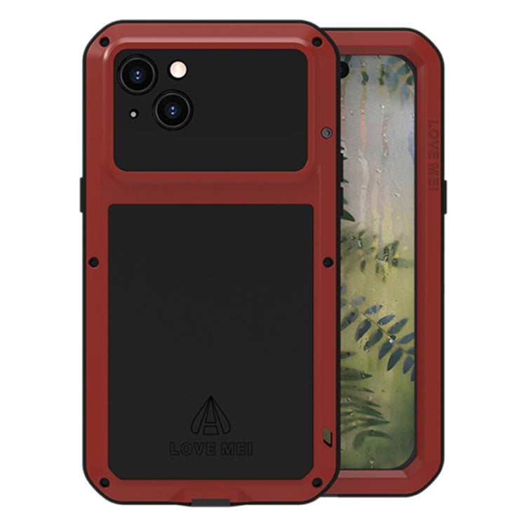 For iPhone 15 Plus LOVE MEI Metal Shockproof Life Waterproof Dustproof Phone Case(Red) - iPhone 15 Plus Cases by LOVE MEI | Online Shopping UK | buy2fix