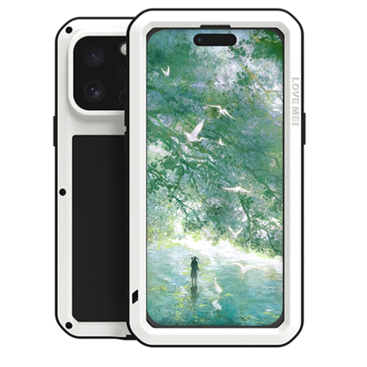 For iPhone 16 Pro Max LOVE MEI Metal Shockproof Life Waterproof Dustproof Phone Case(White) - iPhone 16 Pro Max Tempered Glass by LOVE MEI | Online Shopping UK | buy2fix