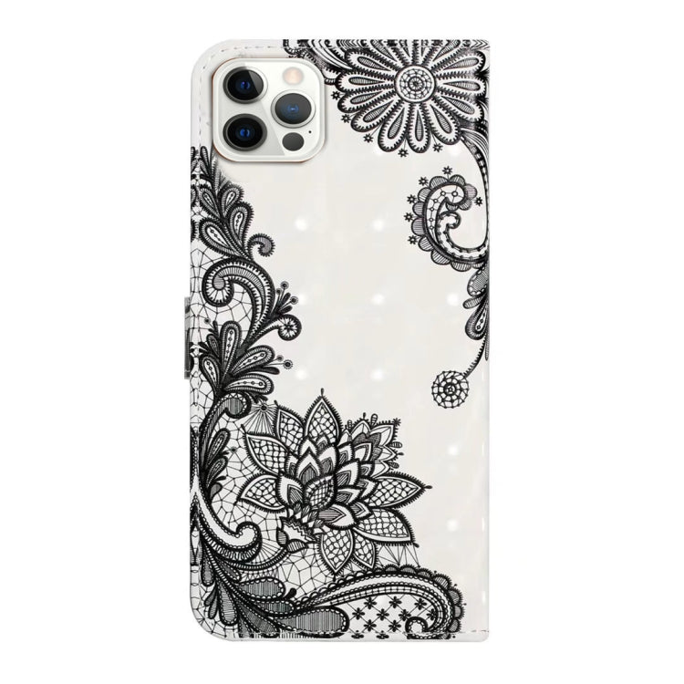 For iPhone 16 Pro Oil Embossed 3D Drawing Leather Phone Case(Lace Flower) - iPhone 16 Pro Cases by buy2fix | Online Shopping UK | buy2fix