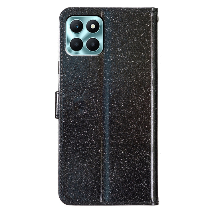 For Honor X6a Glitter Powder Flip Leather Phone Case(Black) - Honor Cases by buy2fix | Online Shopping UK | buy2fix