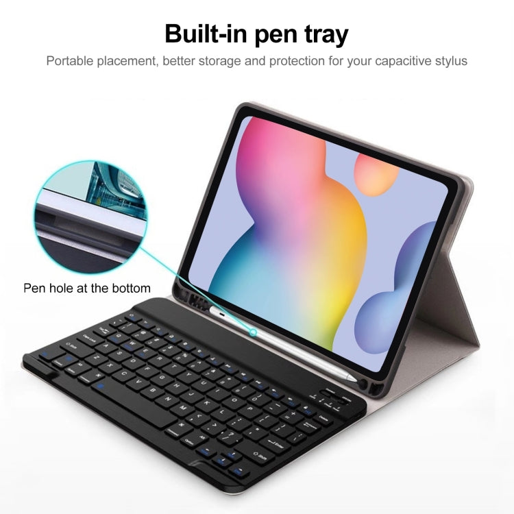 For Samsung Galaxy Tab S9 FE+ Square Cap Bluetooth Keyboard Leather Case with Pen Slot(Dark Blue) - Samsung Keyboard by buy2fix | Online Shopping UK | buy2fix