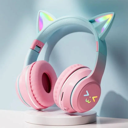 BT612 LED Cat Ear Single Sound Folding Bluetooth Earphone with Microphone(Pink) - Headset & Headphone by buy2fix | Online Shopping UK | buy2fix