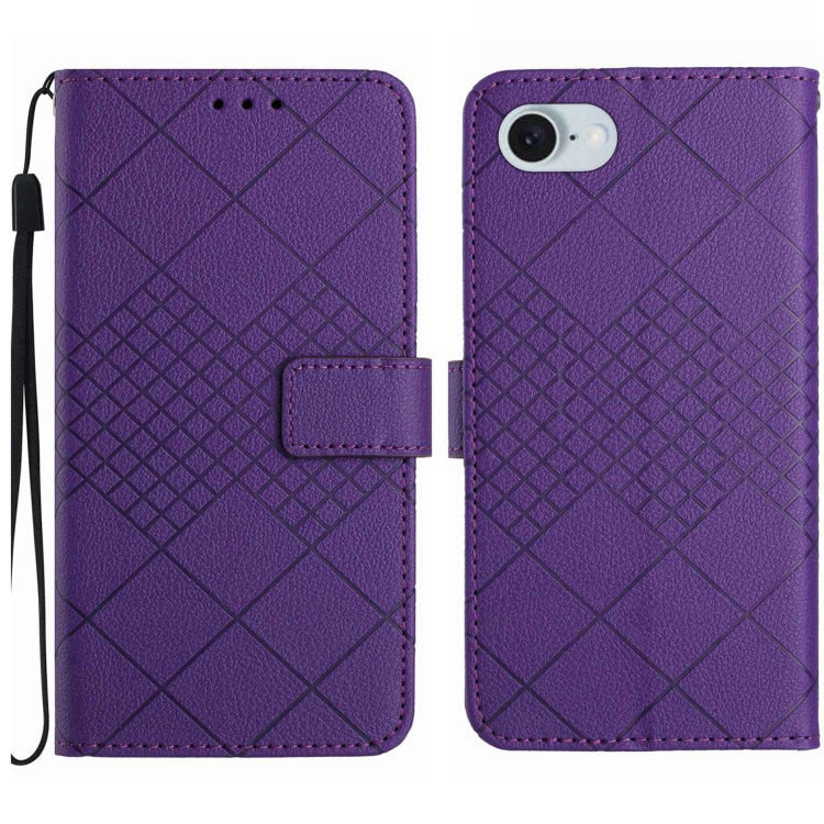 For iPhone SE 2024 Rhombic Grid Texture Leather Phone Case(Purple) - More iPhone Cases by buy2fix | Online Shopping UK | buy2fix