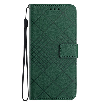 For iPhone SE 2024 Rhombic Grid Texture Leather Phone Case(Green) - More iPhone Cases by buy2fix | Online Shopping UK | buy2fix