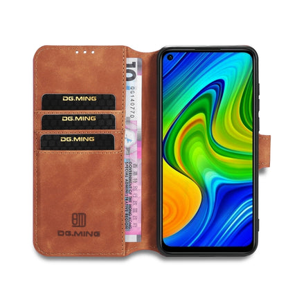 For Xiaomi Redmi 10X 4G / Redmi Note 9 DG.MING Retro Oil Side Horizontal Flip Case(Brown) - Xiaomi Cases by DG.MING | Online Shopping UK | buy2fix