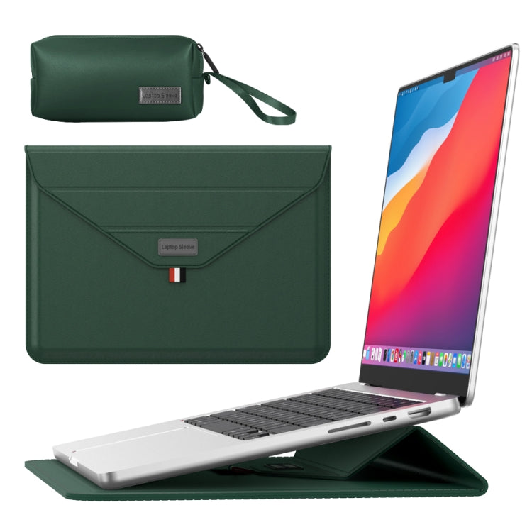 For 13/14 inch Envelope Holder Laptop Sleeve Bag with Accessories Bag(Dark Green) - Other by buy2fix | Online Shopping UK | buy2fix