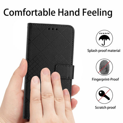 For Samsung Galaxy S24 Ultra 5G Rhombic Grid Texture Leather Phone Case(Black) - Galaxy S24 Ultra 5G Cases by buy2fix | Online Shopping UK | buy2fix