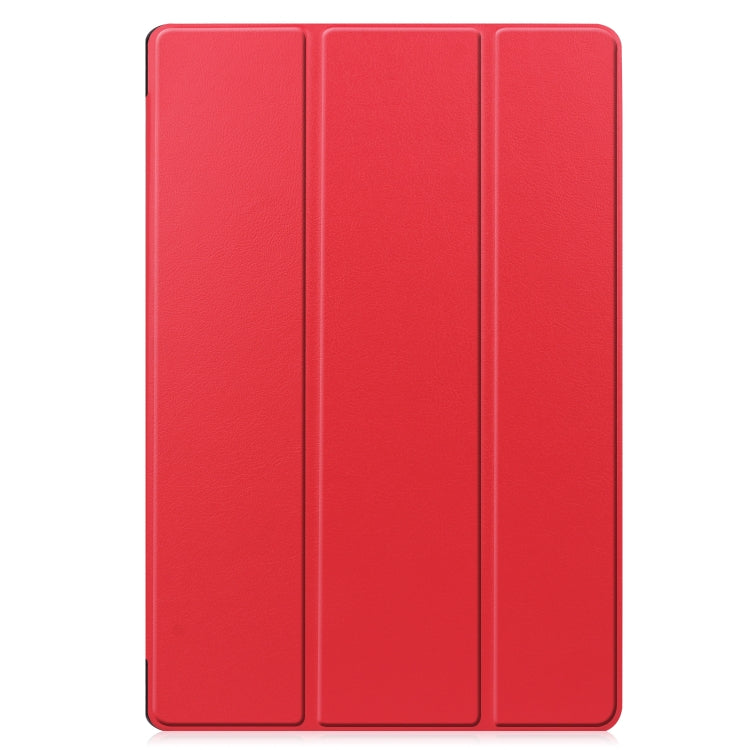 For Samsung Galaxy Tab S8+ / Tab S8 Plus /  Tab S7 FE / Tab S7+ Custer Texture Smart PU Leather Case with Sleep / Wake-up Function & 3-Fold Holder(Red) - Galaxy Tab S8+ Cases by buy2fix | Online Shopping UK | buy2fix