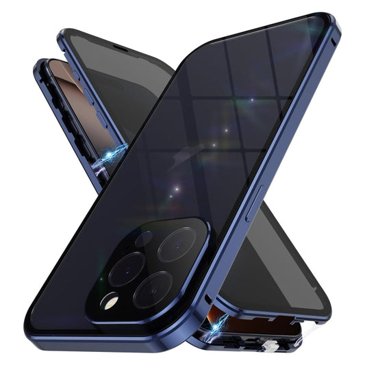 For iPhone 16 Pro Anti-peeping Magnetic Double-sided Tempered Glass Phone Case(Blue) - iPhone 16 Pro Cases by buy2fix | Online Shopping UK | buy2fix