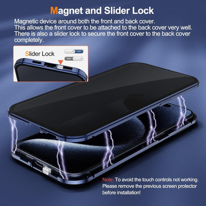 For iPhone 16 Anti-peeping Magnetic Double-sided Tempered Glass Phone Case(Grey) - iPhone 16 Cases by buy2fix | Online Shopping UK | buy2fix