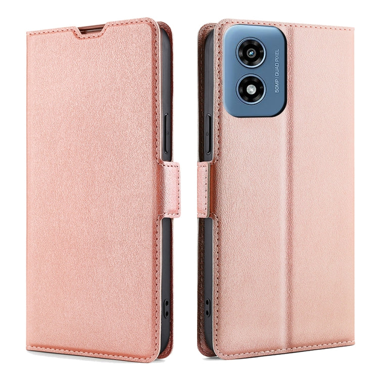 For Motorola Moto G Play 4G 2024 Ultra-thin Voltage Side Buckle Horizontal Flip Leather Phone Case(Rose Gold) - Motorola Cases by buy2fix | Online Shopping UK | buy2fix
