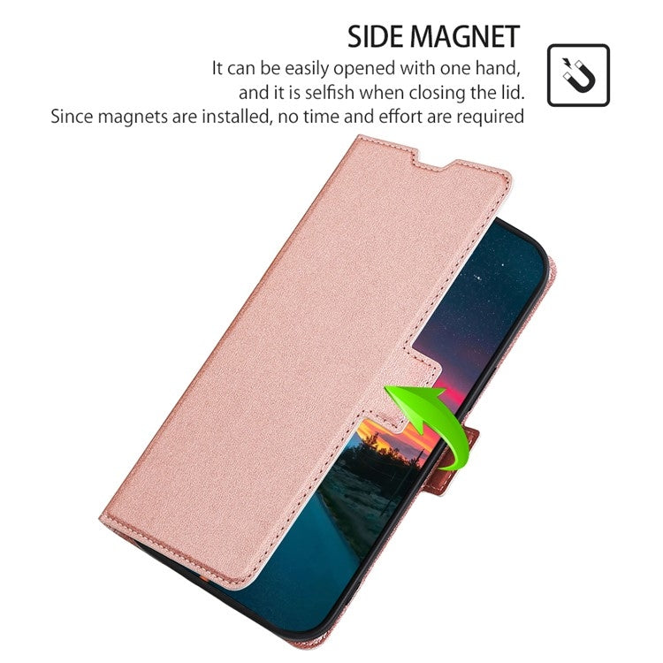 For Motorola Moto G Play 4G 2024 Ultra-thin Voltage Side Buckle Horizontal Flip Leather Phone Case(Rose Gold) - Motorola Cases by buy2fix | Online Shopping UK | buy2fix