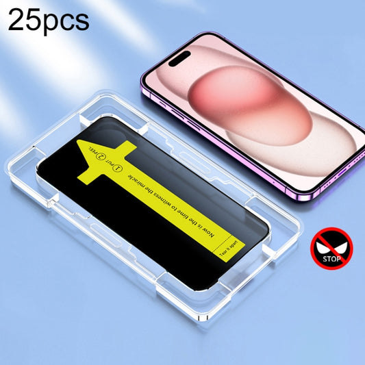 For iPhone 15 Plus 25pcs Anti-peeping Fast Attach Dust-proof Anti-static Tempered Glass Film - iPhone 15 Plus Tempered Glass by buy2fix | Online Shopping UK | buy2fix