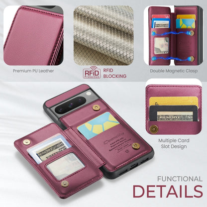 For Google Pixel 8 Pro CaseMe C22 Card Slots Holder RFID Anti-theft Phone Case(Wine Red) - Google Cases by CaseMe | Online Shopping UK | buy2fix